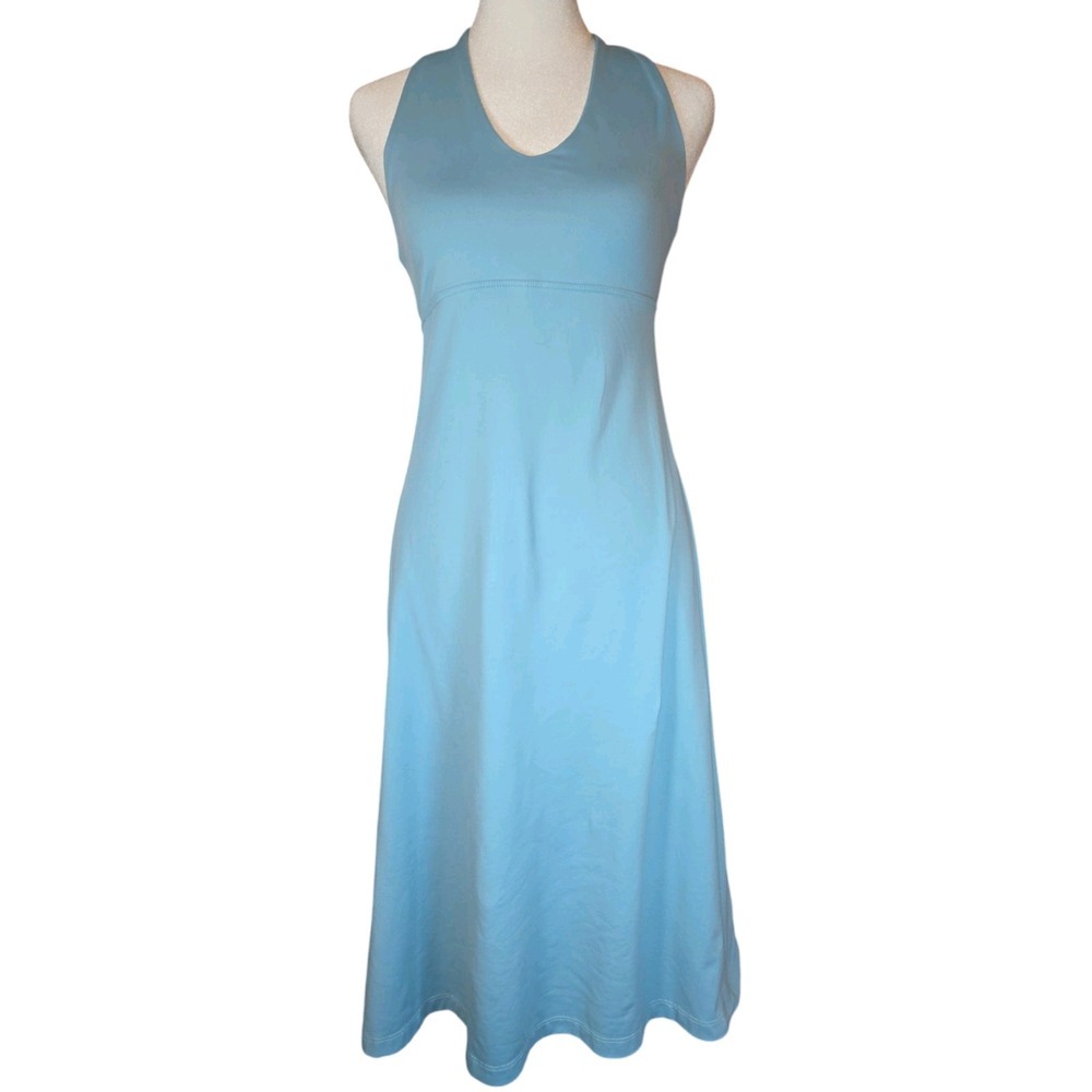Patagonia Morning Glory Halter Dress Womens S Aqua Stretch V-Neck Tie Back‎ Gorp